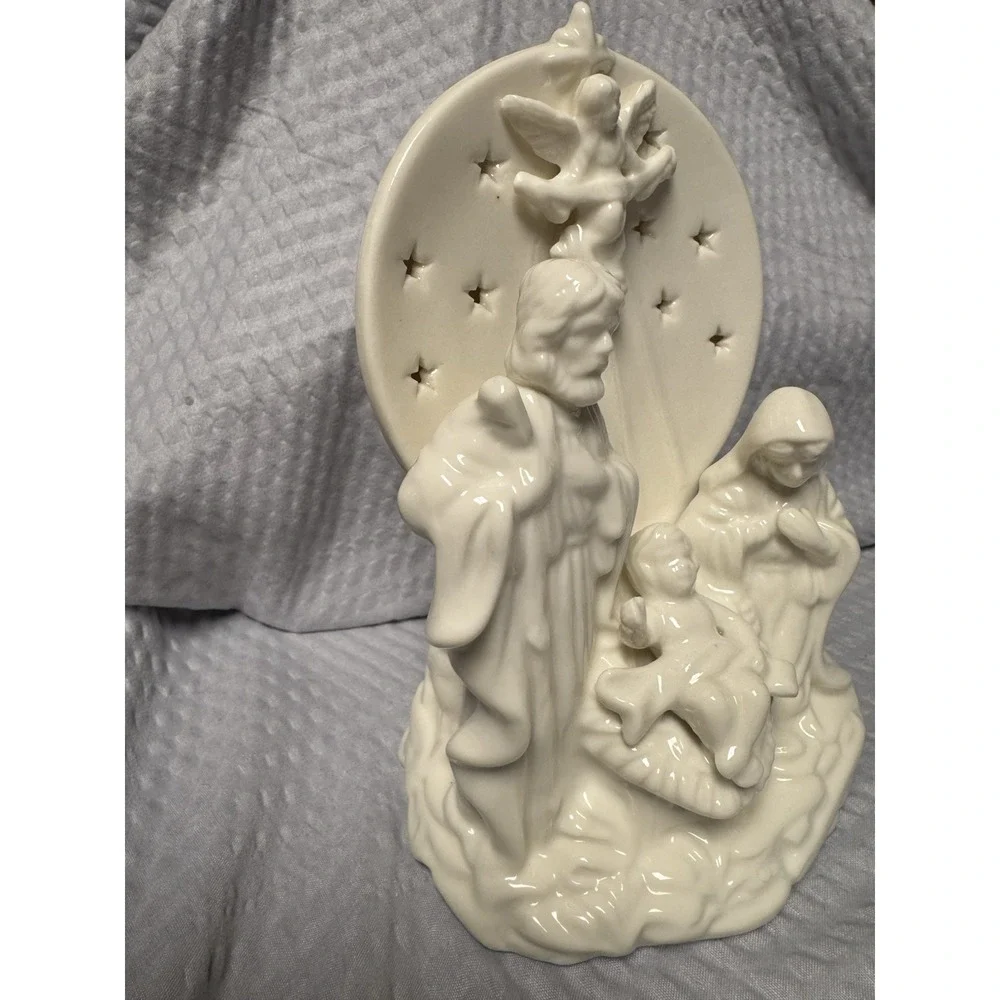 Vintage 2000 Ceramic Tea Light Holder Nativity Scene‎